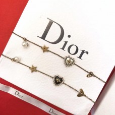 Dior White Pearl Bell-Heart-shaped Females Brass Diamonds Bracelet White/Black