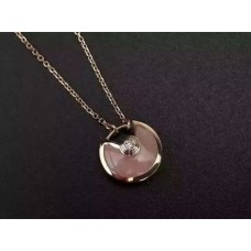 Amulette de Cartier Pink Opal Diamond Necklack in Yellow Gold White Gold and Pink Gold