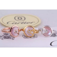 Amulette de Cartier Pink Opal Ring With Diamond in Yellow Gold White Gold and Pink Gold