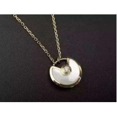 Amulette de Cartier White Mother-of-Pearl Diamond Necklack in Yellow Gold White Gold and Pink Gold