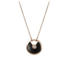 Amulette De Cartier Necklace Pink Gold Diamond Onyx