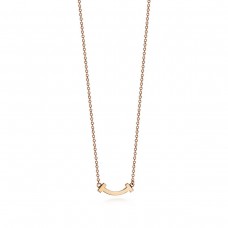 Tiffany T Female Small Glaze Smile Face Pendant Necklace Yellow Gold/Silver Copy