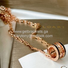 Bvlgari B.Zero1 Rock Necklace Rose Gold With Black Ceramic Copy