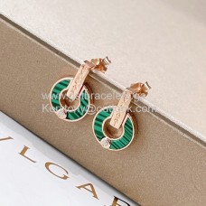 Bvlgari BVLGARI Earrings Rose Gold with Malachite and Diamonds Perfect