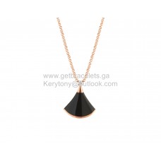 Bvlgari Divas Dream Small Necklace with Onyx and 1 Diamodns Rose Gold Copy