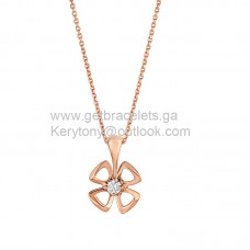 Bvlgari Fiorever Four-petal Flower Necklace With 1 Diamonds Rose Gold and White Gold 0.0423611111111111