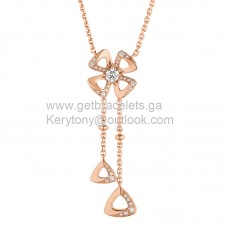 Bvlgari Fiorever Necklace with One Round Diamond and Pave Diamonds Rose Gold and White Gold On Sale