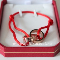 Cartier Double Ring Love Bracelet Pink Gold Red Rope
