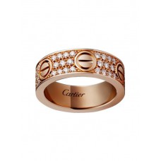 Cartier Love Ring 18K Pink Gold Paved Diamonds