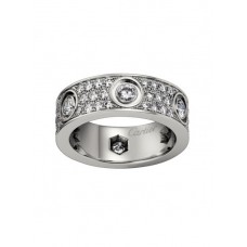 Cartier Love Ring 18k White Gold Paved Diamonds With 6 Big Diamonds