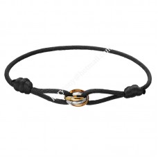 Cartier Trinity Black Rope Bracelet White Gold/Yellow God/Rose Gold