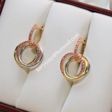 Cartier Trinity Earrings White Gold/Yellow Gold with Pink Diamonds Gift