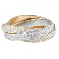Cartier Trinity Ring White Gold/Yellow God/Rose Gold With Pave Diamonds