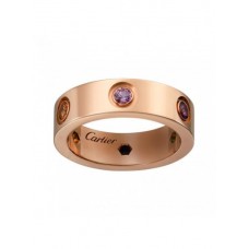 Cartier Love Ring Pink Gold Sapphires Garnets Amethyst
