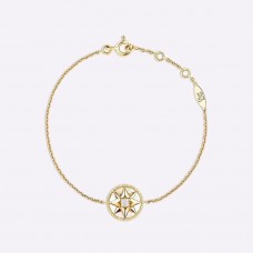 Celebrity Same Christian Dior Rose Des Vents White MOP Eight-pointed Star Reversible Pendant Yellow Gold Plated Link Bracelet