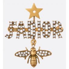 Christian Dior JAdior Star Charming Bee Retro Brass Logo Motif Diamonds Brooch