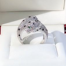 Double Panthere de Cartier Ring White Gold With Diamonds