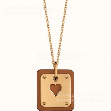Hermes As de Coeur Pendant Yellow Gold with Leather Red/White/Black/Orange