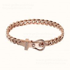 Hermes Boucle Sellier Bracelet Rose Gold/White Gold With Diamonds Style