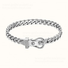 Hermes Boucle Sellier Bracelet White Gold With Diamonds For Women