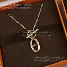 Hermes Chaine DAncre Chain Pendant Necklace in Rose Gold