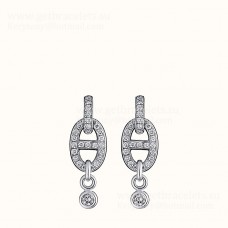 Hermes Chaine DAncre Enchainee Earrings With Diamonds Silver/Yellow Gold/Rose Gold