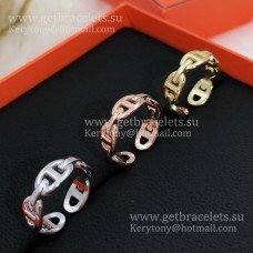 Hermes Chaine DAncre Enchainee Ring in White Gold/Pink Gold/Yellow Gold
