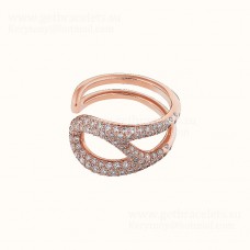 Hermes Chaine Dancre Punk Ring Rose Gold with Diamonds Lowest Price