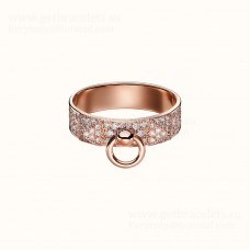 Hermes Collier de Chien Ring With Pave Diamonds in Rose Gold Jewellery