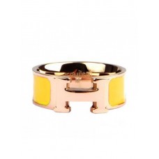 Hermes Enamel Clic H Ring in 18kt Yellow Gold with Yellow