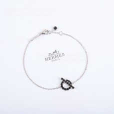 Hermes Finesse Bracelet in White Gold and Black Spinel Gemstones