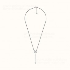 Hermes Finesse Lariat Necklace With Diamonds Rose Gold/Silver