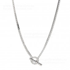 Hermes Finesse Link Necklace White Gold With Pave Diamonds