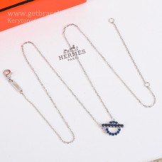 Hermes Finesse Necklace with Blue Spinel Gemstones White Gold