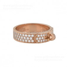 Hermes Kelly Lock Ring With Pave Diamonds Rose Gold/White Gold Paris Week Unique Women Jewelry