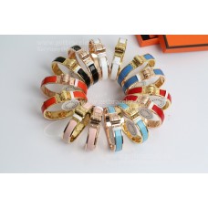 Hermes Narrow Enamel Hinged Bracelet in Plain Enamel With Rose Gold/Yellow Goldted