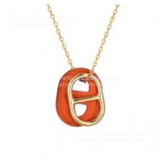 Hermes Swift OMaillon Necklace Yellow Gold With Leather Onange/White Luxurious Knock-off