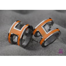 Hermes Pop H Orange Earrings in White Gold