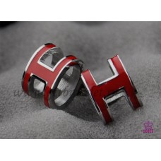 Hermes Pop H Red Earrings in White Gold