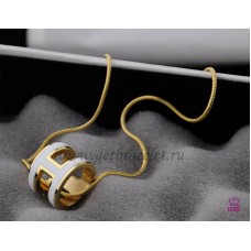 Hermes 3D Pop “H” logo Snake Bone White Necklace in Yellow Gold