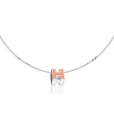 Hermes Cage dH Necklace Pink in Lacquer With Gold