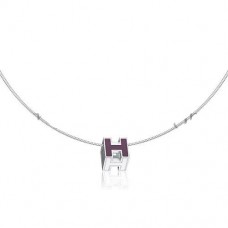Hermes Cage dH Necklace Purple in Lacquer With Gold