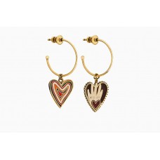 Dior Dioramour Multicolor Heart-shaped Pendant Ladies Asymmetric Vintange Brass Hoop Earrings