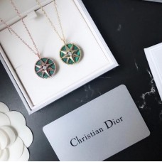 Christian Dior Rose Des Vents Females Green Eight-Pointed Star Pendant Diamonds Necklace Yellow Gold/Rose Gold