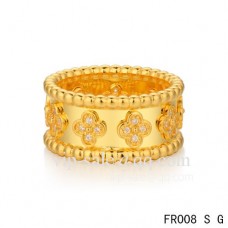 Van Cleef Arpels Clover Ring In Yellow With Round Diamonds