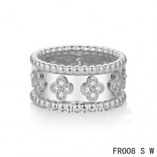 Van Cleef Arpels Clover Ring In White With Round Diamonds
