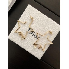 Dior CD Letter White Crystal-Yellow Gold Star Pendant Earrings Sale Malaysia