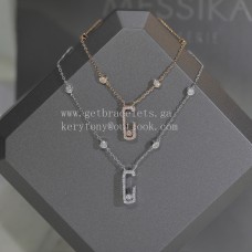 Messika Lucky Necklace with Pave Diamonds Rose Gold and White Gold