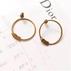 Dior Logo-Diamonds Trimming Yellow Brass Circle Pendant Earrings In Paris