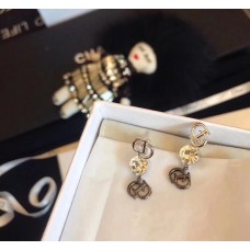 Dior C-D Shaped Motif White Crstal Sterling Silver Drop Earrings Price List